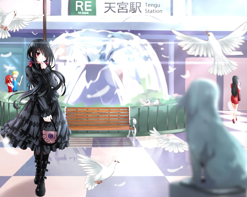 anime, boots, Tokisaki Kurumi, anime girls, long hair, 4K, Date A Live
