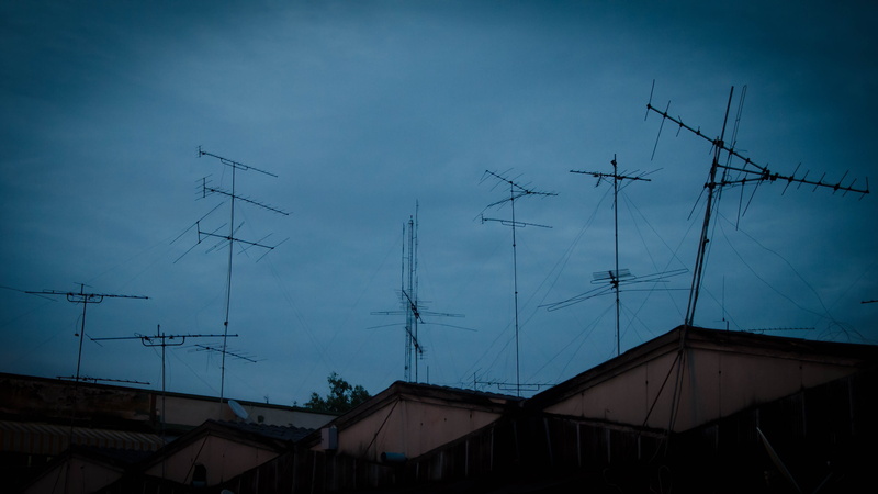building, rooflines, radio, reception, television, black, light, tv, outdoors, moody, antenna - aerial, style, built structure, nature, connection, house