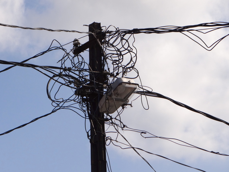 pole, lines, strommast, power cable, connection, cloud - sky, 4K, clutter, istanbul, electrical component, no people, cable, knotted, electricity pylon