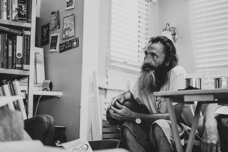 black, study, seat, intense, black and white, indoors, change, greyscale, 5K, facial hair, life, clutter, men, young adult, rv, white, chair, table, adult