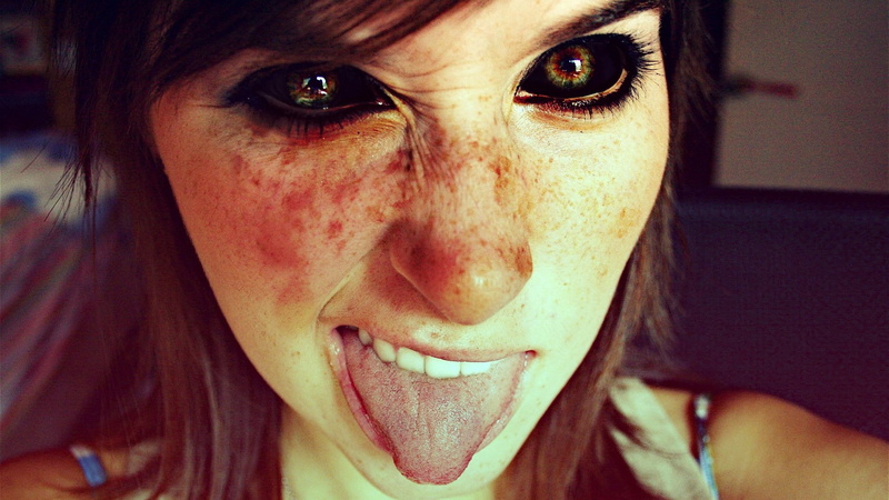 dark eyes, blacked out eyes, 1080P, black eyes, women, tongues