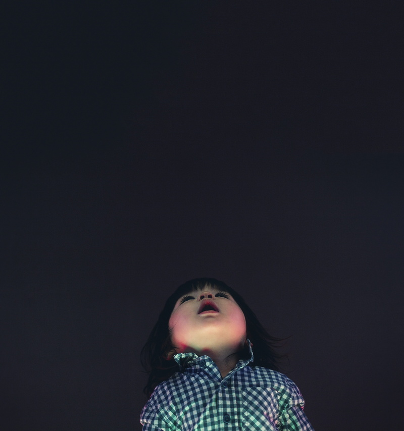 infant, eyes closed, wash, contemplation, beauty, thinking, childhood, hat, love, jacket, black background, coat, portrait, children, teenager, looking