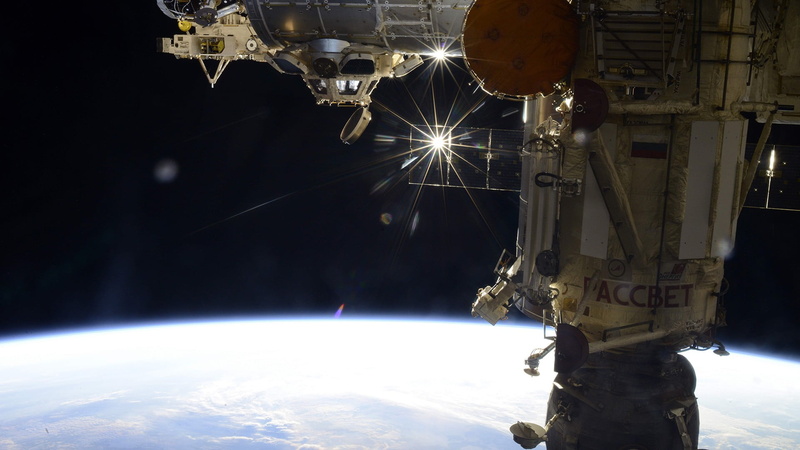 gray, machine, planet - space, space, International Space Station, sky, illuminated, nature, space exploration, NASA, technology, no people, lighting equipment