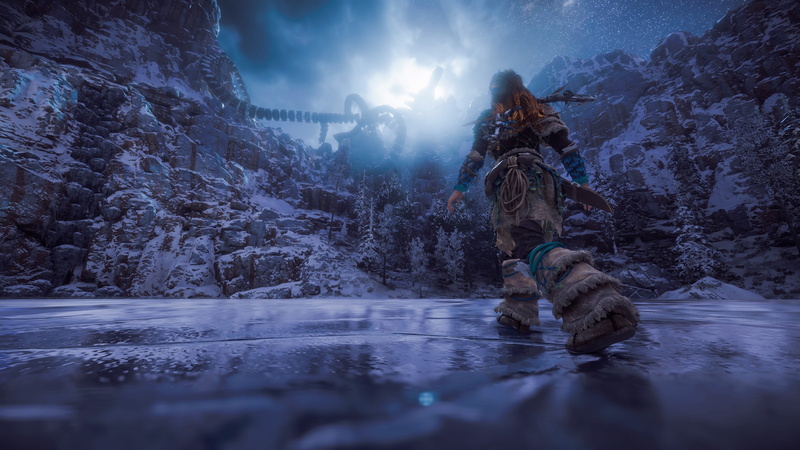 concrete, sky, women, adventure, scenics - nature, mountain, solid, rock - object, water, horizon zero dawn , Aloy (Horizon: Zero Dawn), house, rock, white
