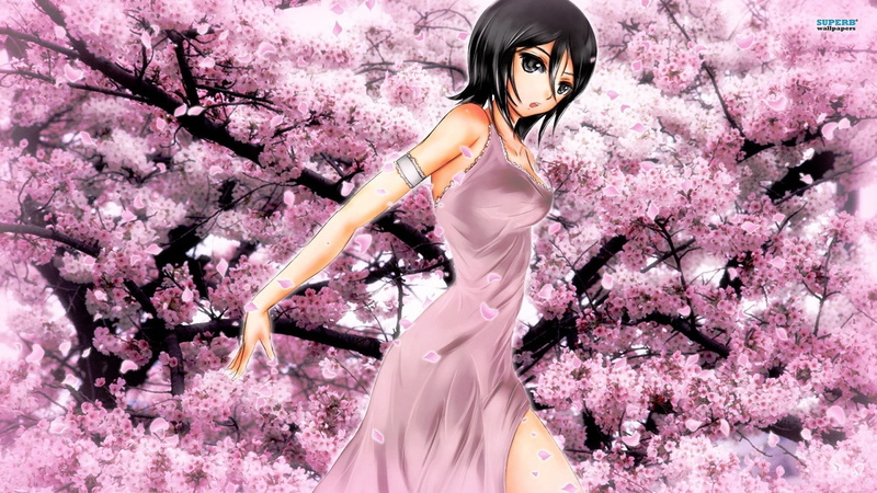 springtime, beautiful woman, tree, anime, fashion, flower, beauty, blossom, 1080P, cherry tree, standing, one person, nature, hair, plant, Bleach, portrait