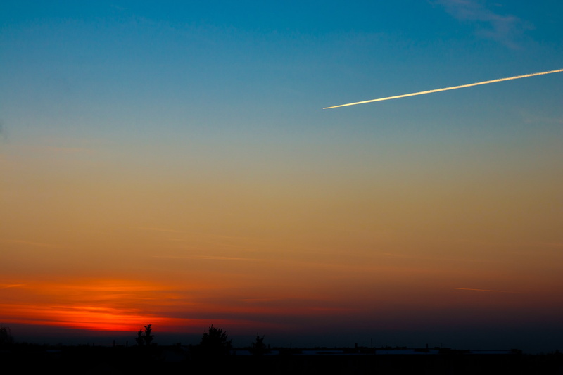 contrails, airplane, clouds, 2K, sky