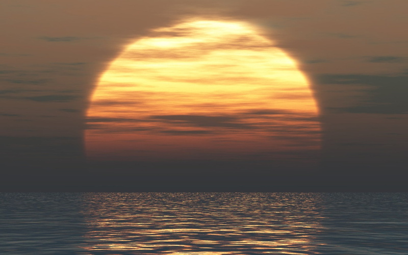 Sun, 720P, sea, skyscape, landscape, horizon