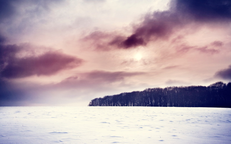field, snow, sky, landscape, 2K, skyscape, winter
