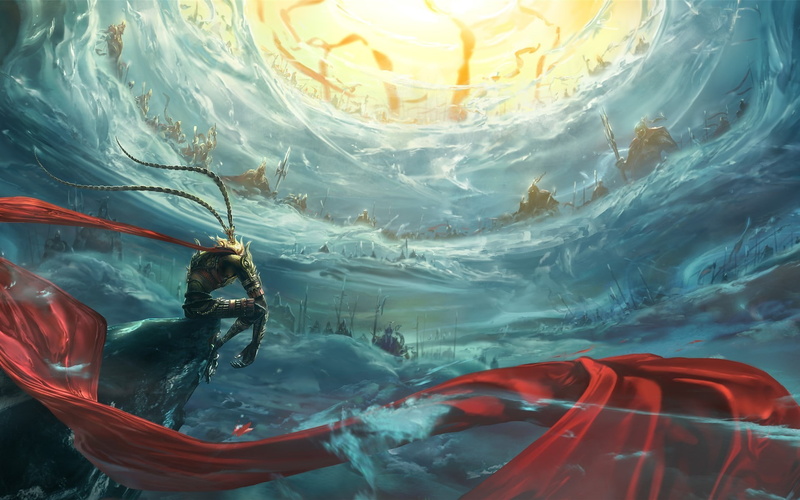 1080P, fish, undersea, animal themes, nature, transparent, one animal, swimming pool, outdoors, marine, sun wukong monkey king fantasy art fabric, day