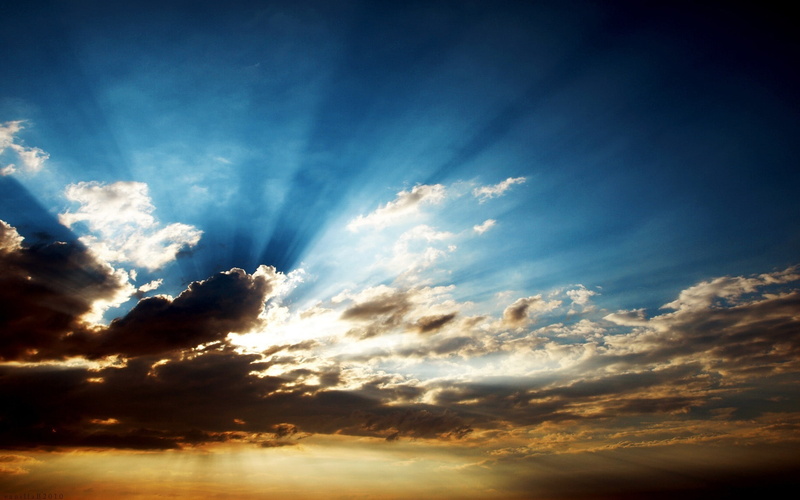 Sun, Clouds, Rays, 1080P