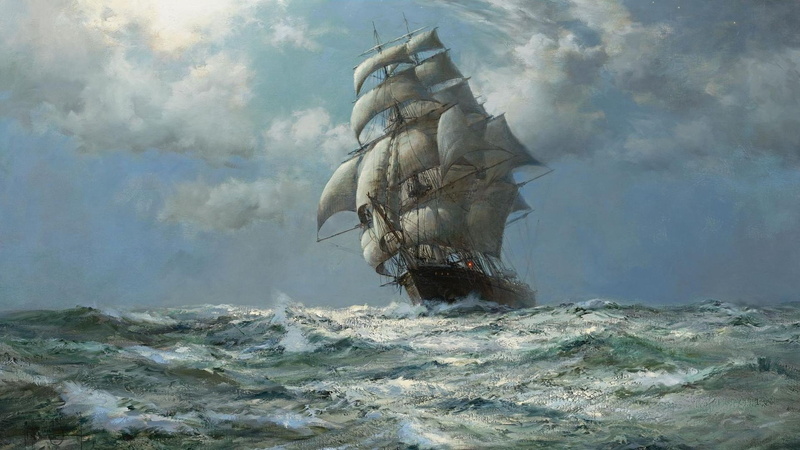 artwork, hd, x, nature, ships, montague, dawson, sail, art, ocean, 1080P, oceans, ship, paintings