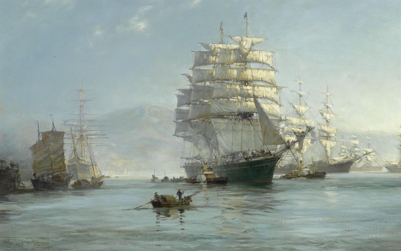 oceans, nature, ocean, art, ship, sail, artwork, dawson, montague, x, paintings, hd, 1080P