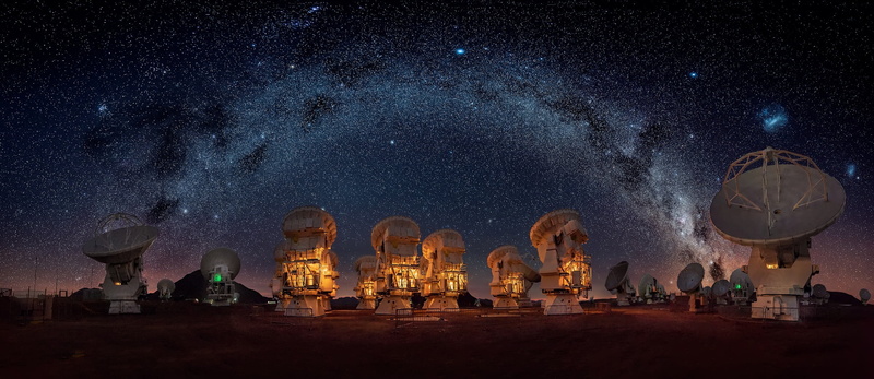the sky, the milky way, 1080P, stars, radio telescopes, night