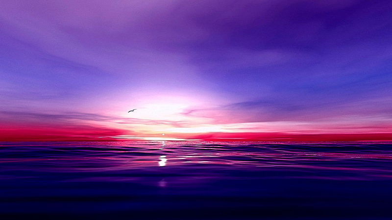1080P, beauty, 3d and abstract, red, blue, lovely, cool, awesome, sea, sunset
