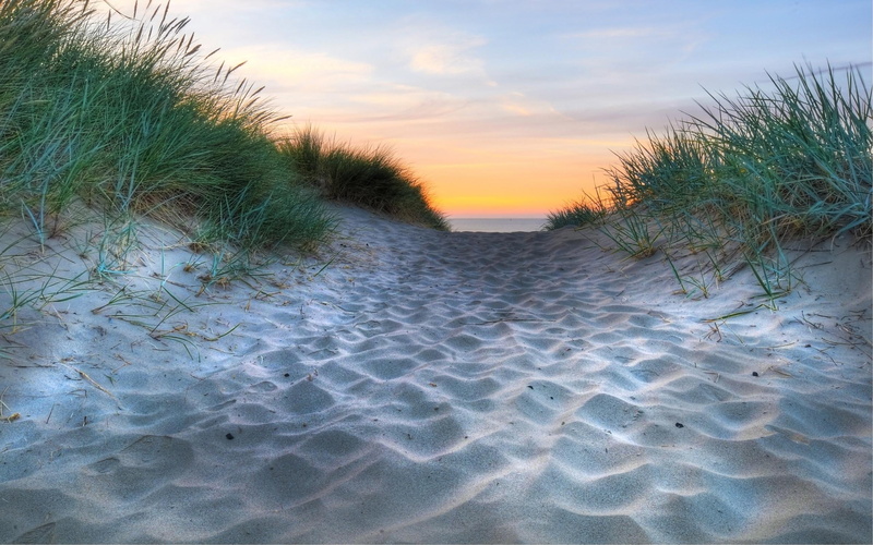 clouds, beach, lovely, sand, pretty, nature, hdr, 2K, ocean, nice, sunset, beautiful, cool, water, grass