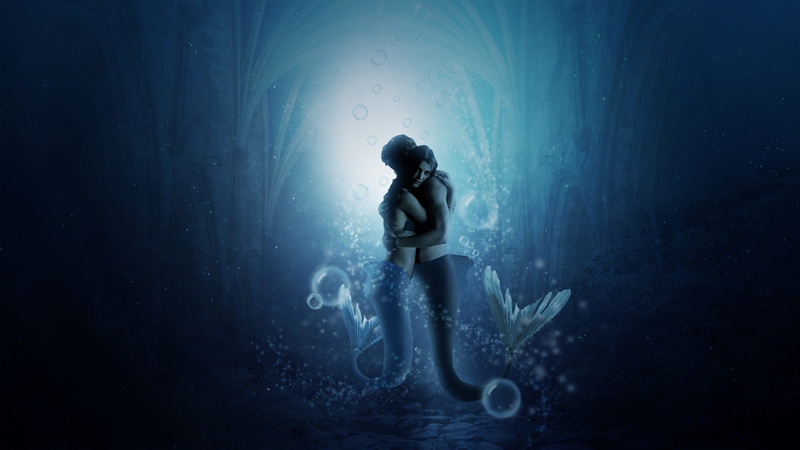 sea, swimming, animal wildlife, adventure, undersea, underwater diving, adult, full length, one person, clothing, nature, embrace, couple, underwater, mermaid