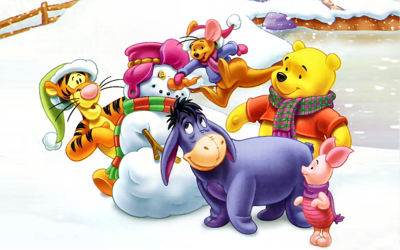 pooh, friend, winter, hd, winnie, making, games, snowman, 2K