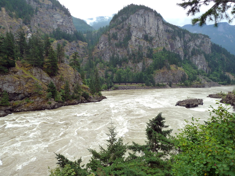 Canada, mountain, day, flowing water, tranquil scene, 4K, rock, nature, valley, sky, beauty in nature, Fraser River, growth, scenic, British Columbia