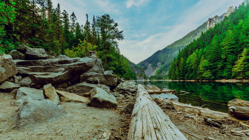 Wilderness, Outdoor, nature, scenics, river, Fraser Valley, bodies, Canada, British Columbia, tree, green tree, lindeman, Lake Shore, green, Boulders, Chilliwack