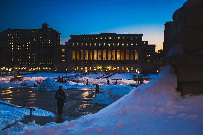 sky, winter, columbia, architecture, building exterior, library, united states, school, warm clothing, lifestyles, college, water, twilight, city, ice