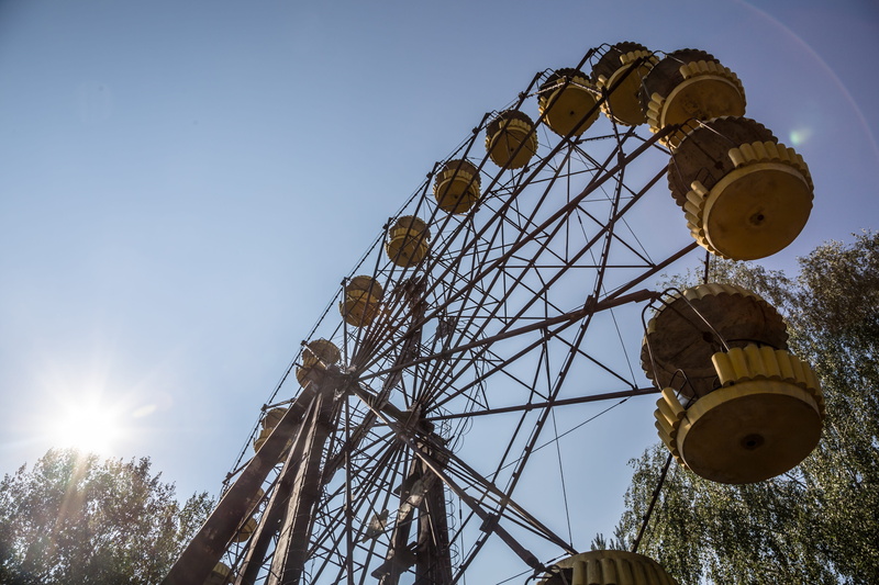 slavic, low angle view, chernobyl, spinning, day, radioactive, cheekibreeki, chernobyl zone, ukraine, arts culture and entertainment, russian gasmask, exclusion zone