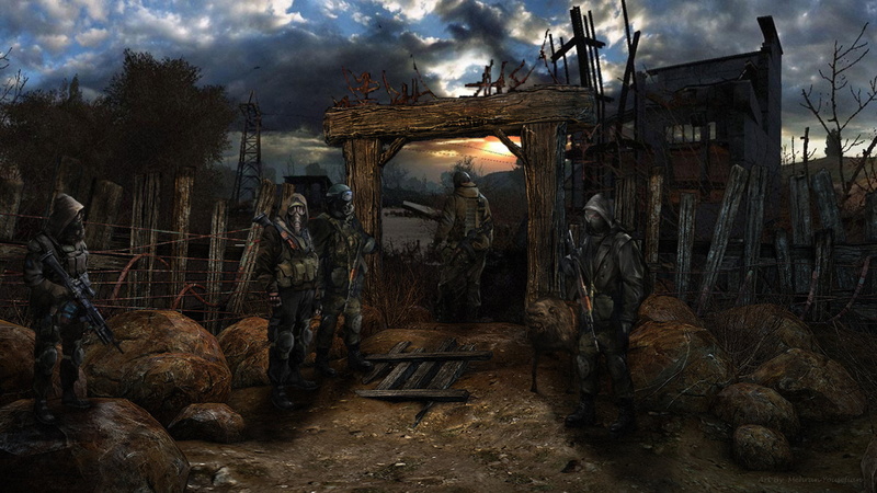 Stalker, ruined, men, people, dark, disaster, old, abandoned, group of people, destruction, building, the evening, horror, house, tree, dirty