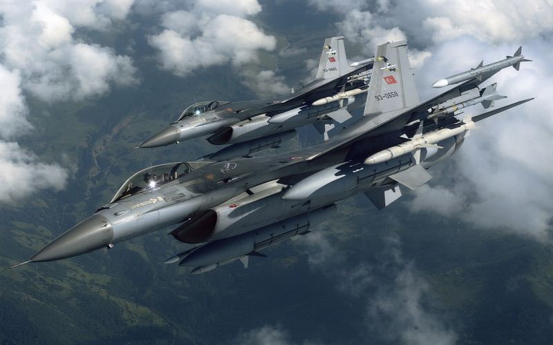 gun, aircrafts, 2K, f, skyscapes, falcon, aircraft, Clouds, top, military, turkey, x, art, hd