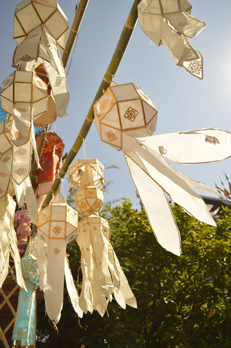 religion, art and craft, face, wind chime, tradition, chiangmai, outdoors, worship, built structure, hanging, old, meditation, close-up, clear sky, no people