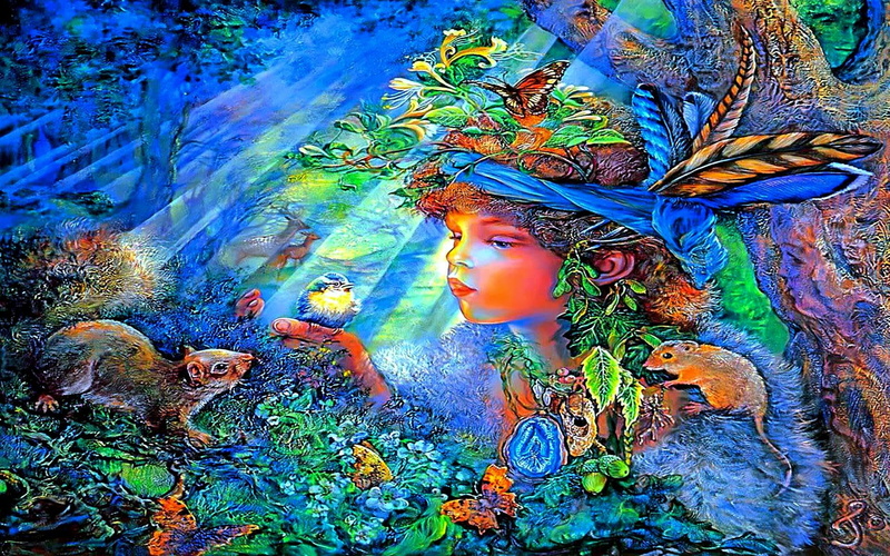 fantasy, flowers, rats, forest, butterfly, boy, 1080P, nature, bird, neon, colorful, mother, painting, abstract, 3d and abstract