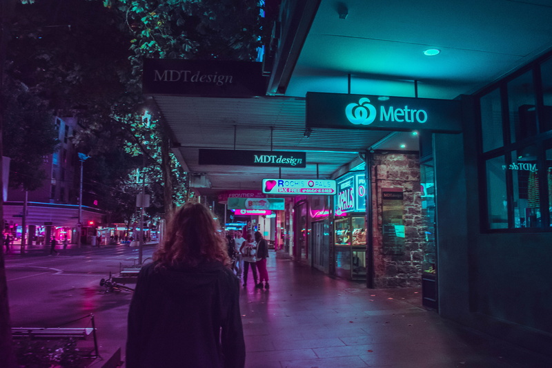 melbourne, built structure, information, building exterior, street, city life, adult, text, futuristic, incidental people, illuminated, real people, 5K