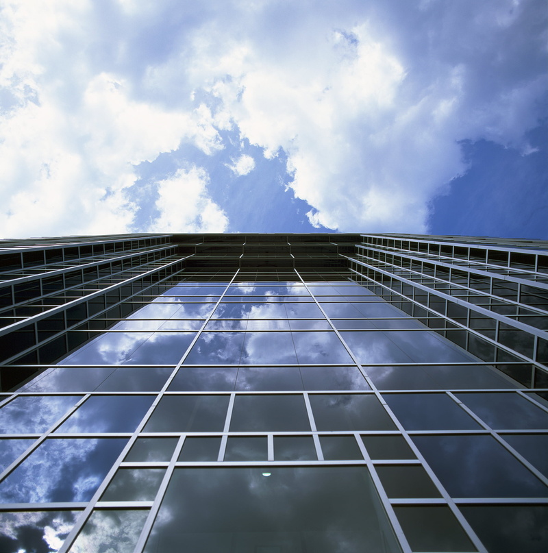 architecture, building exterior, glass, nature, sky, directly below, reflection, solar panel, Melbourne, abstract, no people, glass - material, day, modern