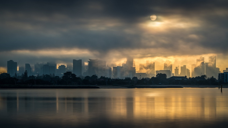 photography, Melbourne, building, architecture, lake, cityscape, urban skyline, reflection, outdoors, nature, water, sky, 1080P, built structure, city