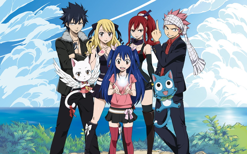 creativity, day, Shorts, group of people, Ponytail, human representation, real people, Erza Scarlet, Brown Eyes, outdoors, Blonde, Cloud, Lucy Heartfilia