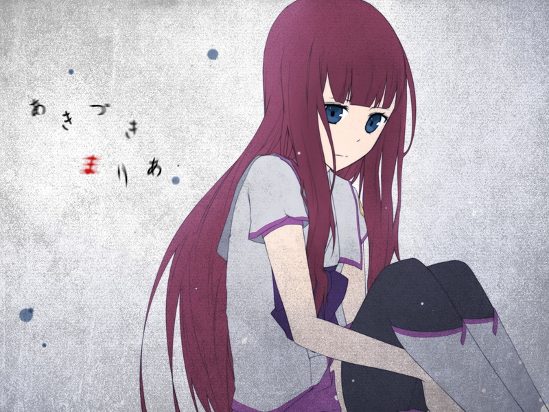 yori, hair, blue, artist, eyes, sekai, shin, maria, akizuki, 1080P, long, seifuku, red, tagme
