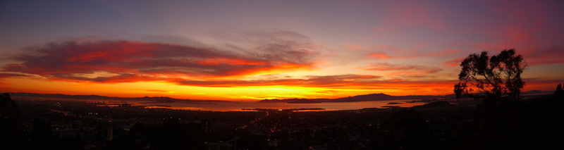 wide angle, skyscape, orange sky, San Francisco, landscape, multiple display, 5K, sunset