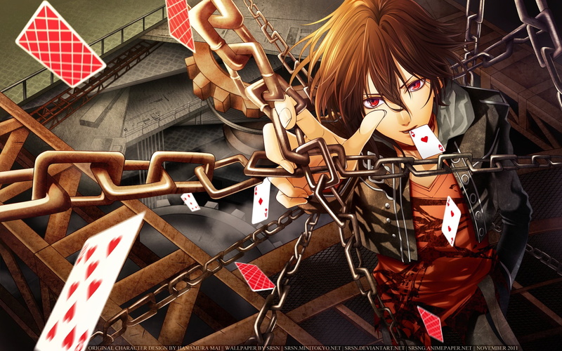 chains, red eyes, 2011 (Year), playing cards, anime, 1080P, God Cards