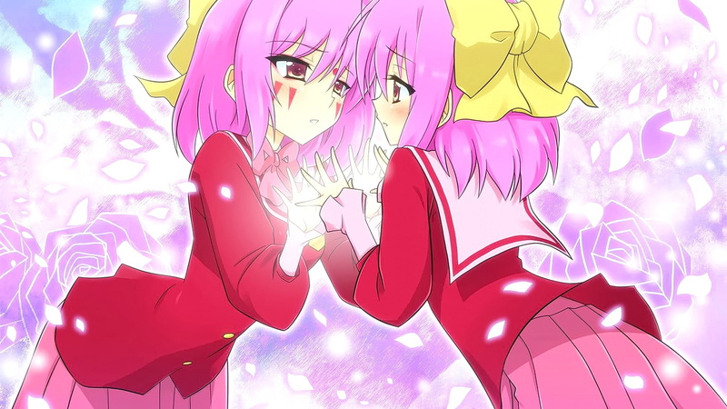 short hair, outdoors, pattern, representation, The World God Only Knows, reflection, pink hair, decoration, event, anime, animal, red eyes, animal representation