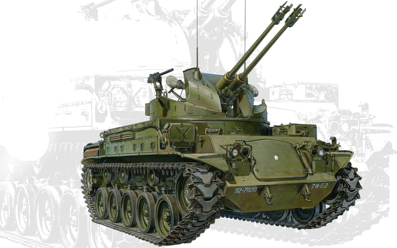 40 mm, created, tank, the crew, M42, installed, rotating, USA., gun, people, tower, easy, self-propelled, Duster, M41, 1951., database, 1953 to 1988., APU