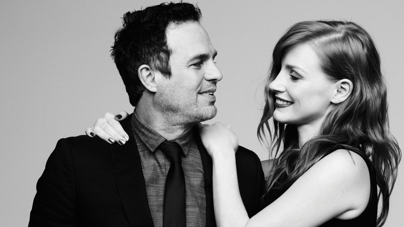 2K, bonding, young couple, females, men, Jessica Chastain, positive emotion, young men, young adult, headshot, studio shot, Mark Ruffalo, actor, indoors