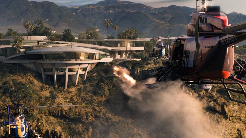 built structure, mountain range, road, car, motor vehicle, house, plant, red, smoke - physical structure, The Avengers, truck, 1080P, mode of transportation