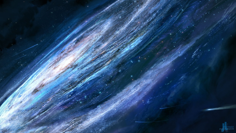 artwork, 2K, shooting stars, digital art, space art, galaxy, space, JoeyJazz, stars