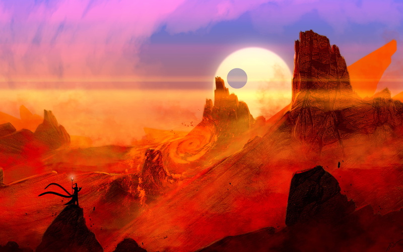 sandstorms, nature, JoeyJazz, rock, 2K, digital art