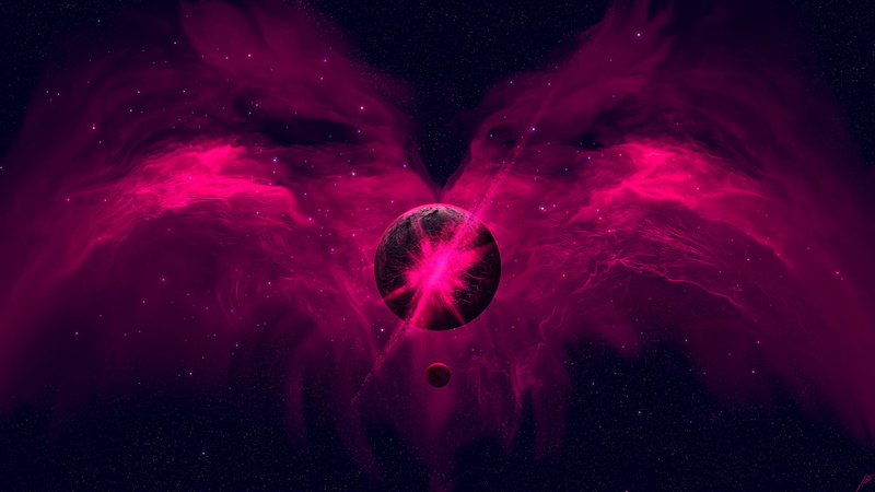 space art, nebula, planet, JoeyJazz, 2K