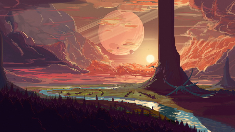 digital art, JoeyJazz, digital painting, 2K, sunset