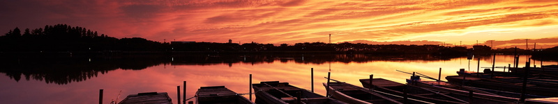 sunset, tranquil scene, triple screen, architecture, landscape, dusk, shoreline, water, beauty in nature, no people, lake, tranquility, scenics - nature