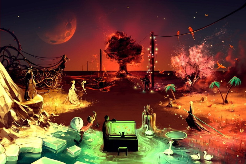 parrot, aquarium, 720P, swans, Moon, cat, AquaSixio, Deer, artwork, Lights, Musical Instrument, Palm Trees