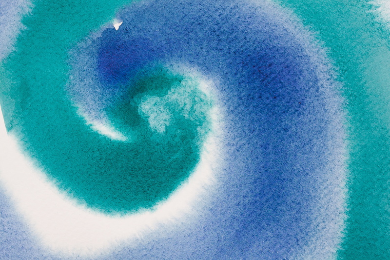 green color, watercolour, watercolor, shape, blue, high angle view, spiral, background, painting, painted, pattern, tie, turquoise, backgrounds, circle