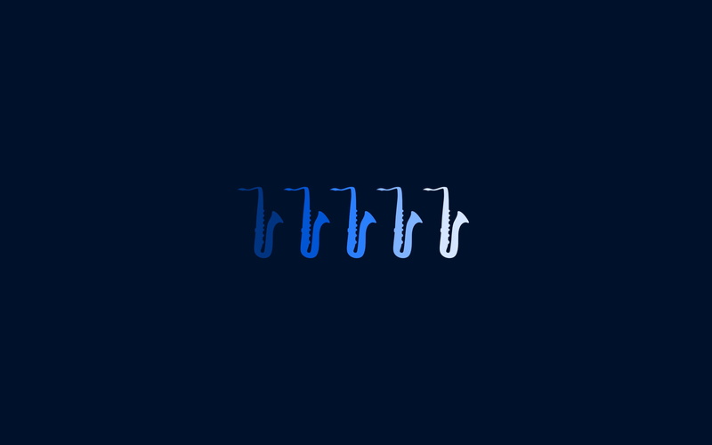blue, saxophone, no people, close-up, Jazz, musical instrument, night, minimalism, single object, side by side, saxaphone, copy space, 2K, five, dark
