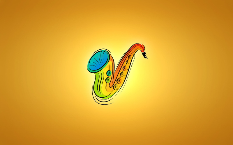 Saxophone, music, yellow, orange, jazz, 1080P, Sax