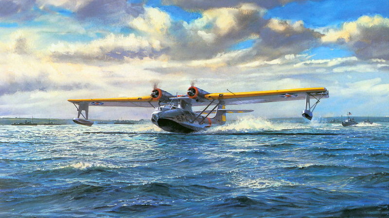 Consolidated PBY Catalina, Maritime patrol bomber, flying boat, 1080P, figure